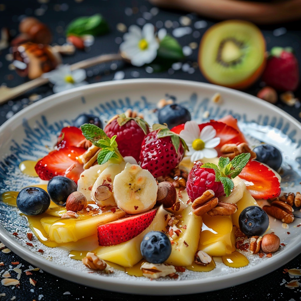 Фруктовий десерт з горіхами та медом