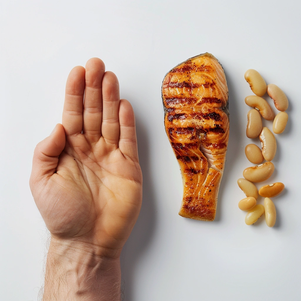 Візуалізація порції білків розміром з долоню