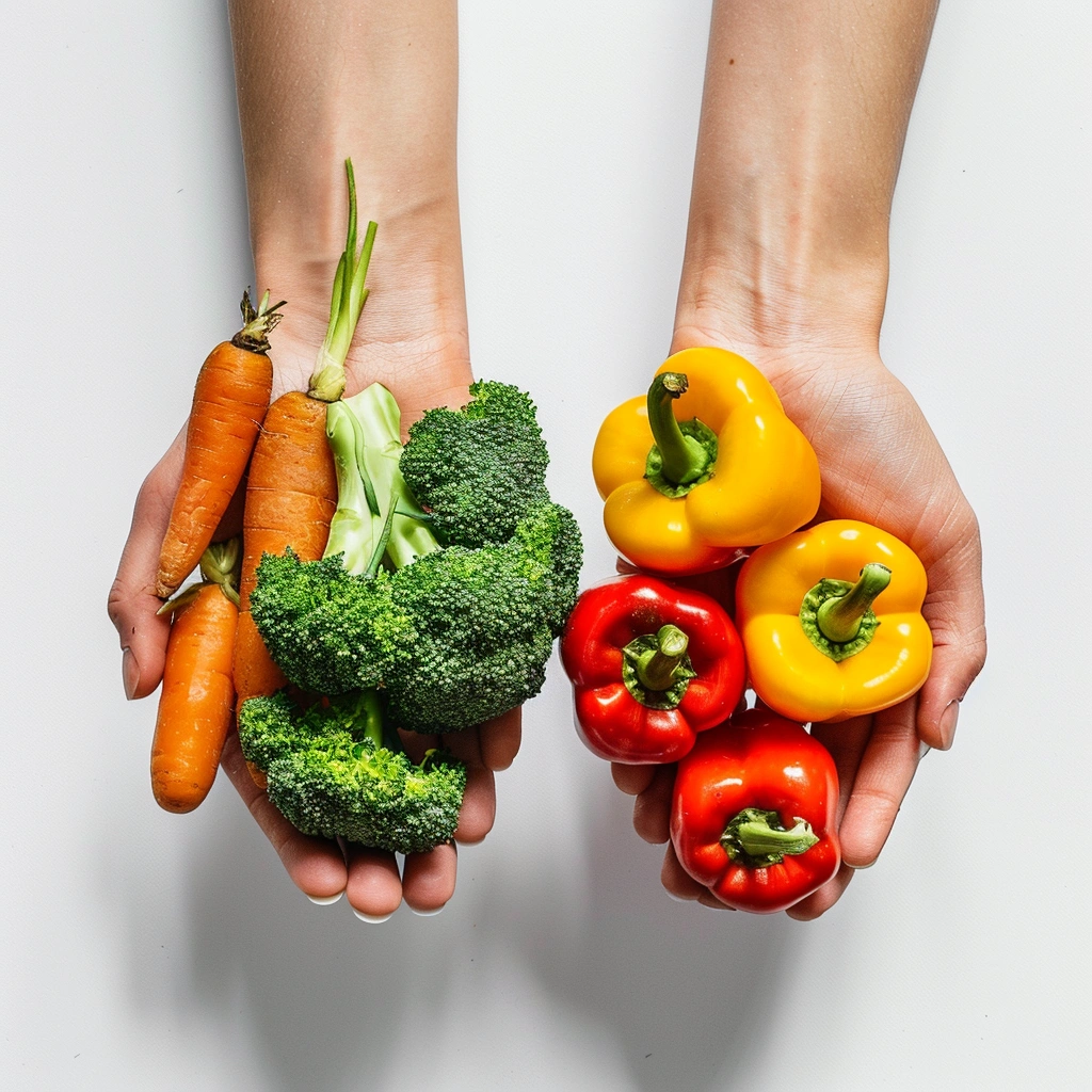 Візуалізація порції овочів розміром з дві жмені